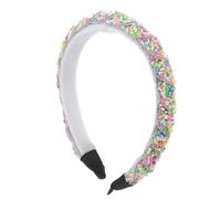 VINTORKY Candy and Delicate Beaded Craftsmanship Embellished Headband with Comfortable Thick Padding Wide Padded Candy Hairband for Women for Parties and Festivals