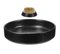 VINTORKY Ceramic Flower Frog Floral Arrangement Holder with Copper Pins, Black Simple Chic Design, Not Easy to Break or Deform, for Prolonging Appreciation Cycle in Ikebana Flower