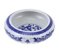 VINTORKY Ceramic Ink Brush Washer for Chinese Calligraphy Smooth Inner Surface and Easy to Wash Design, Portable Porcelain Water Pot for Brush Cleaner and Painting Accessories