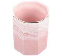 VINTORKY Ceramic Makeup Brush Holder Pink Marble Pattern Cosmetic Brush Organizer Cup Pencil Pen Holder for Vanity Desk Storage in Beauty Tools