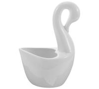 VINTORKY Ceramic Swan Flatware Holder White Spoon and Fork Organizer for Kitchen Countertop, Dessert Spoon Storage Rack, Utensil Crock for Tableware Display