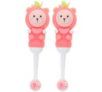 VINTORKY Children’s Manual Toothbrush 2pcs Set Soft Bristles Pink Bear Shape Round Head for Toddlers 0-9 Years Kids Oral Care Accessories