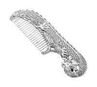 VINTORKY Chinese Hand Carved Dragon Comb Alloy Vintage Decorative Hair Accessory for Scalp Massage Multifunctional Grooming Tool Dragon Phoenix Motif