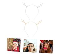 VINTORKY Christmas Headband Reindeer Antler Hair Decorative Headpiece 2Pcs Gold Alloy Non-Deformation Lightweight Classical Style for Adults Children Festive Occasions