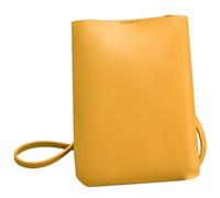 VINTORKY Crossbody Phone Bag with Button Closure Yellow PU Leather | Vertical Mini Pouch for Keys and Photos, Removable Strap, Compact Carry for Dating or Commuting