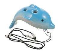 VINTORKY Cute Dolphin Ocarina 6-Hole Alto C Ceramic Musical Instrument for Beginners Portable Small Ocarina Necklace Boys and Girls Cartoon Whistle Festival Gift Pendant Assorted style