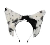 VINTORKY Dalmatian Dog Ear Headband for Adults Women Plush Black & White Spotted Puppy Costume Accessory for Halloween, Animal Cosplay, and Dress-Up Parties