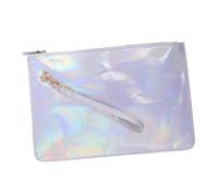 VINTORKY Dazzle Pu Envelop Bag Women's Chic Storage Pouch White Holographic Cosmetic Shopping Package for Daily Use