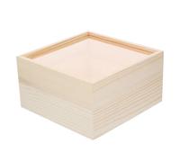 VINTORKY Decorative Box Wooden Jewelry Container with Lid, Khaki | Acrylic Sliding Top, Rustic Wood Finish, for Coins, Photos, Dresser Top Display