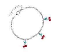 VINTORKY Delicate Decorative Chain Women Pendant Rhinestone Ankle for Cherry, Alloy Foot Fashion Anklet for Daily Jewelry and Dancing Party