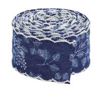 VINTORKY Denim Ribbon Fringe Trim for Sewing and Crafting, Sturdy Jean Fabric Tape with Lace Edge for DIY Clothes, Hair Accessories, and Fashion Projects, for Handmade Apparel and