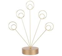 VINTORKY Desktop Photo Tree Holder: Round-Shaped Tree Holder - Metal Display Stand - Memo Frame Stand with Five Round Card Clips for Business Cards Photos Notes (Golden)