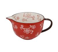 VINTORKY Egg Mixing Bowl Kitchen Ceramic Red Pointed Spout for Household Food Prep