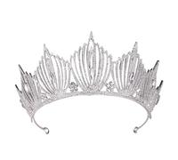 VINTORKY Elegant Baroque Style Crown Rhinestone Hair Headband Wedding Headdress Silver Alloy Base and White Sparkle Rhinestones, Tightly Holds Hair without Slipping for Parties