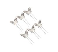 VINTORKY Elegant Vintage Rhinestone Hairpin 6pcs Silver u Shaped Hair Sticks for Women's Parties