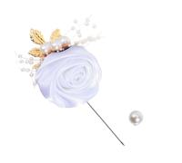 VINTORKY Elegant White Cloth Flower Brooch Beads, Handmade Rose-shaped Decorative Breastpin, Protects being Pierced, Wedding Costumes Accessory