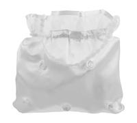 VINTORKY Elegant White Fabric Dress Purse with Small Rose Flowers, Practical and Spacious Wedding Purse for Bride and Bridesmaids, for Weddings and Formal Events
