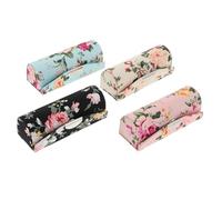 VINTORKY Embroidered Lipstick Case Set 4pcs Portable Lip Gloss Storage Boxes Mirror Key Chain Holder Red Black White Blue Pink Makeup Organizer for Travel