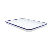 VINTORKY Enamel Bake Pan Rectangular 27x19cm White Enamelware Roasting Pan Heat-Resistant Non-Stick Baking Tray Suitable for Oven Cooking and Food Baking