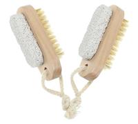 VINTORKY Exfoliating Foot and Nail Brush with Double-Sided Pumice Stone for Hard Skin Removal and Body Massage, Compact 3.7In Size for Shower Bath