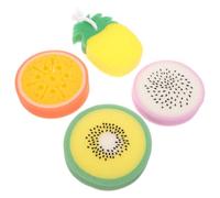 VINTORKY Exfoliating Shower Scrubber 4Pcs Fruit-Shaped Bath Sponges 5.31In Soft Body Wash Sponge Set for Adults Bathroom Use