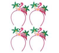 VINTORKY Flamingo Headbands with Tropical Theme Design 4pcs for Women Comfortable Fabric and Felt Material Stylish Hawaiian Hair Accessories for Outdoor Fun and Luau Parties