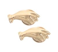 VINTORKY Flower Holder in Golden Copper Mini Hand Shaped 2pcs Vintage Brooch Pin with Swappable Blooms, Elegant Floral Clip for Wedding Parties and Cosplay Accessories