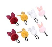VINTORKY Fluffy Ears Hair Ties Elastic Ponytail Holders Handmade Hair Bands Stretchy Band Bracelets for Girls No Crease Tail Elastics