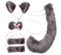 VINTORKY Fox Ears and Tail Suit Plush Ears Kit for Cosplay Plush Accessories for Stage Performance for Anime Accessories and Boys and Girls Character Costumes