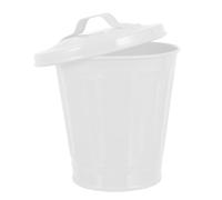 VINTORKY Garbage Bin with Lid, Metal Bucket Shaped Mini Waste Container | Black and White Options, Portable 89g Design, for Desk Use and Dorm Residents, Tidy Countertops