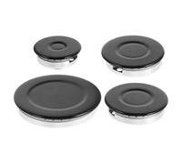 VINTORKY Gas Stove Burner Flame Cap Cover Black Aluminium Iron Multifunctional Design Leak Protection Concave Surface Stove Burner Cap for Kitchen