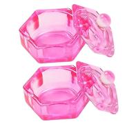 VINTORKY Glass Nail Monomer Dish Lid 2pcs Crystal Bowl Nail Tech Accessories Dappen Bowl for Nails