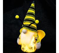 VINTORKY Glowing Bee Gnome Doll Ornament with Light Creative Stripe Pattern Hanging Doll Decor for Home Shelves Tables Sofas Unique Plastic and Cloth