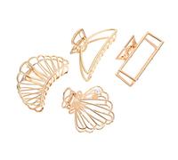 VINTORKY Golden Alloy Hair Claw Clips 4pcs Large French Metal Jaw Clips Different Shapes Hollow Hair Catch for Women Girls Everyday Styling