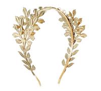 VINTORKY Golden Leaf Roman Headband Olive Leaf Bridal Headband Baroque Headdress Gold-Plated Wire Headpiece for Halloween and Dances