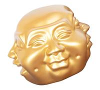 VINTORKY Golden Resin Buddha Head Ornament Creative Desktop Decoration with Four Faces Symbolizing Joy, Anger, Sorrow and Pleasure Enhancing Peace and Good Fortune for Home and Office