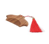 VINTORKY Green Sandalwood Mini Hair Comb with Tassel Portable Wooden Massage Comb for Women for Travel Decorative Engraved Design