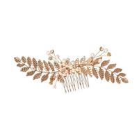 VINTORKY Hair Comb Delicate and Chic Golden Leaf with Pearl Decoration for Bride Zinc Alloy Material Hair Accessory for Wedding and Anniversary