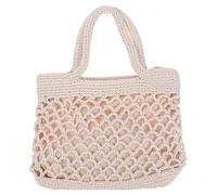 VINTORKY Hand-crocheted Cotton Rope Tote Bag Large Capacity Beige