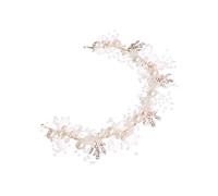 VINTORKY Hand-woven Pearl Flower Headband Bridal Hair Accessory for Women Wedding Party Ceremony
