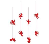 VINTORKY Hanging Cupid Ornaments Easy to Coordinate and Versatile Use 8pc Valentines Day Red Paper Material with Unique Design Style for Home and Party Decorations for Romantic and Cozy