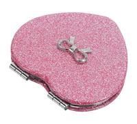 VINTORKY Heart Folding Compact Travel Mirror, PU Glitter Double Sided | Handheld Design, Built-in Glass Protection, Scratch-resistant Finish, for Eyebrows, Eyes, Work and Commute