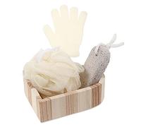 VINTORKY Heart-Shaped Bath Set 3-Piece Bathing Tools for Exfoliating Skin Foot Scrubber Kit Body Clean Tool for Relaxation and Self-Care