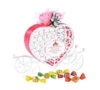 VINTORKY Heart Shaped Carriage Designed Iron Wedding Favor Boxes for Candy Holding, Elegant Hollow Treat Boxes 12x8x3.5cm, for Christmas and Holy Communion