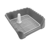 VINTORKY Indoor Dog Toilet with Mesh Grid and Induction Column, Plastic Puppy Potty Training Tray Preventing Waste Contact, for Balcony Use and Easy to Wash