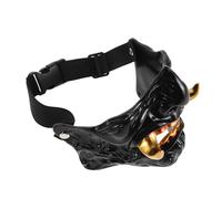 VINTORKY Japanese Oni Demon Half Face Resin Cosplay Prop Adjustable Fit for Adults Boys Halloween Party Scary Samurai Hannya Costume Accessory