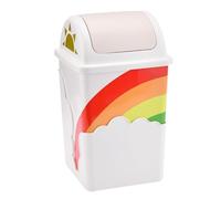 VINTORKY Large Capacity Lidded Trash Can with Rainbow Pattern, Plastic Cartoon Garbage Can for Home and Office Use, Environmental Friendly and High Practicality Waste Holder