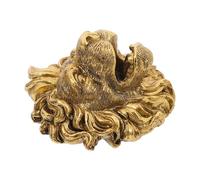VINTORKY Lion Head Nozzle Shape Garden Outdoor Fountains Sprinkler Decor Sprayer Feature Lion Head Pond Fountain Column Natural Resin Golden