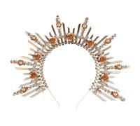 VINTORKY Lolita Headband Girl Crown Headband Decorative Hair Accessory Elegant Golden Plastic Practical for Brides and Teen Cosplay Party Street Shoot