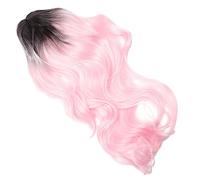 VINTORKY Long Wavy Gradient Wig for Women Cosplay Curly Hair Extensions Pastel Pink